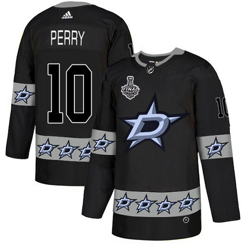 Men Adidas Dallas Stars #10 Corey Perry Black Authentic Team Logo Fashion 2020 Stanley Cup Final Stitched NHL Jersey->dallas stars->NHL Jersey